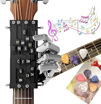 Guitar Chord Presser, Guitar virtuoso Guitar Chord Presser, Guitar Aid Chords Trainer Black+Picks