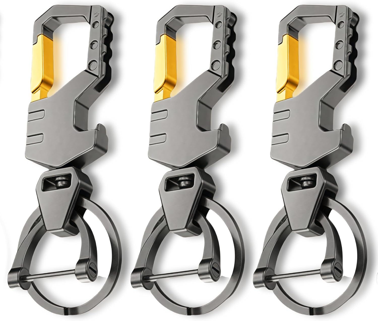 3pcs Heavy Duty Keychain Opener with 2 Keyrings Car Keychains, Multifunctional Toolbox for Men,Car Keychains