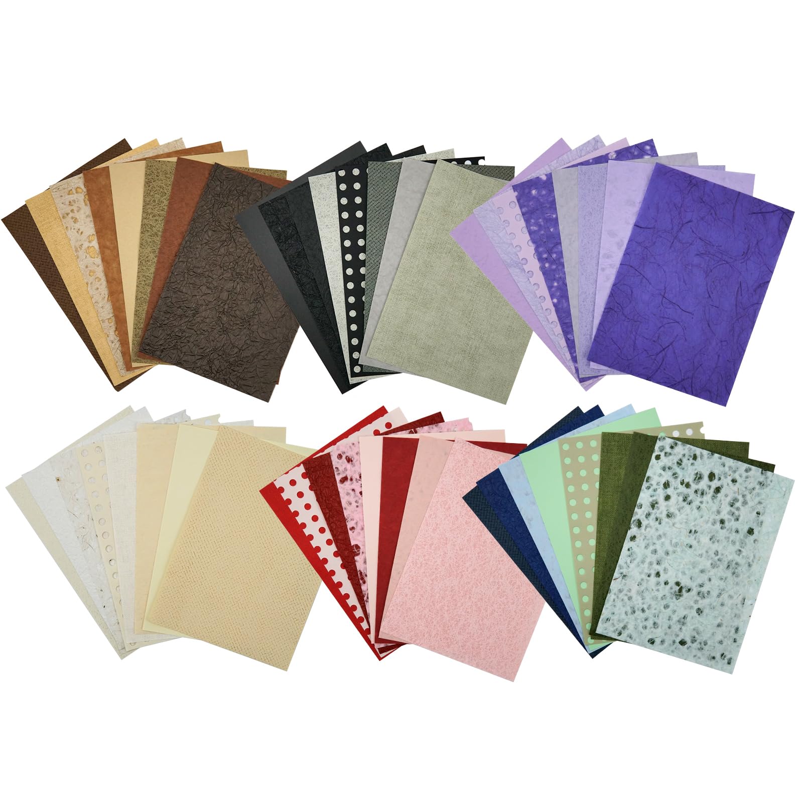 A5 Textured Scrapbook Paper Set – 48 Sheets Vintage Craft Paper in Assorted Colors for Journaling, Collage, Wrapping, and Planner (5.8 × 8.3 in)
