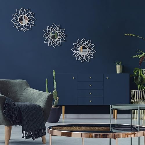 Vista 48 de Manortang Decoración de pared dorada de metal de 9 pulgadas, arte abstracto de sol, luna y estrella, arte de pared adornado con planeta místico