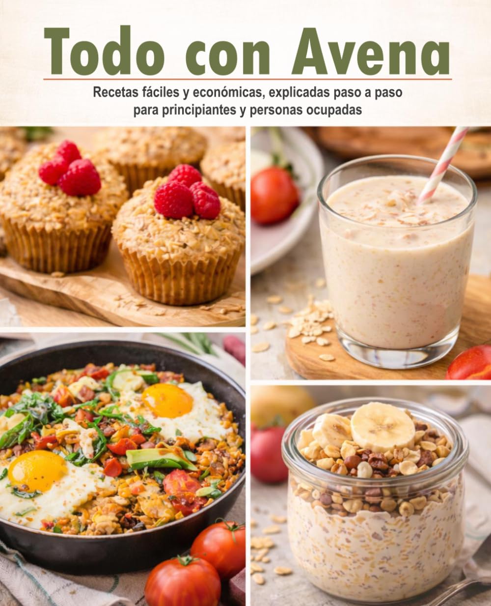 TODO CON AVENA, Recetas fáciles y económicas, explicadas paso a paso para principiantes y personas ocupadas.: Que cocinar cuando no tienes ni tiempo ni experiencia.