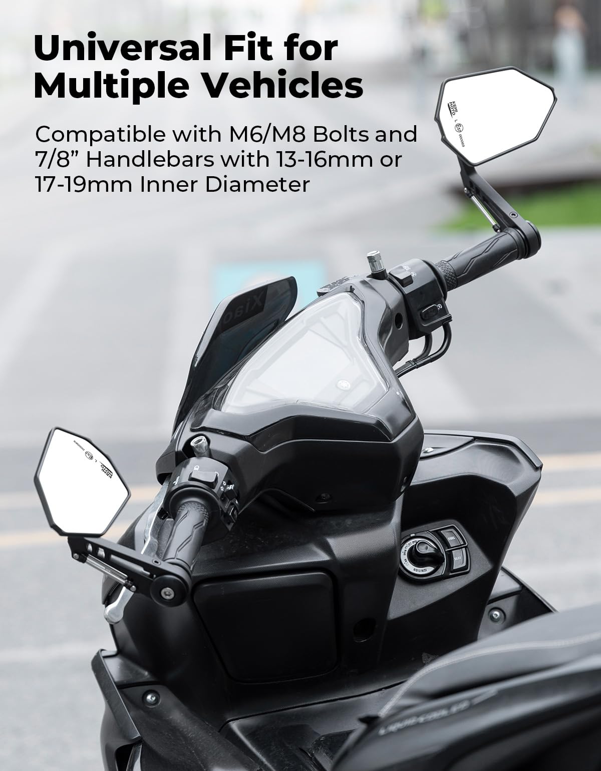 Specchietti Retrovisori Moto KEMIMOTO - Omologati CE, Universali Per Manubrio 22mm - Foto 8