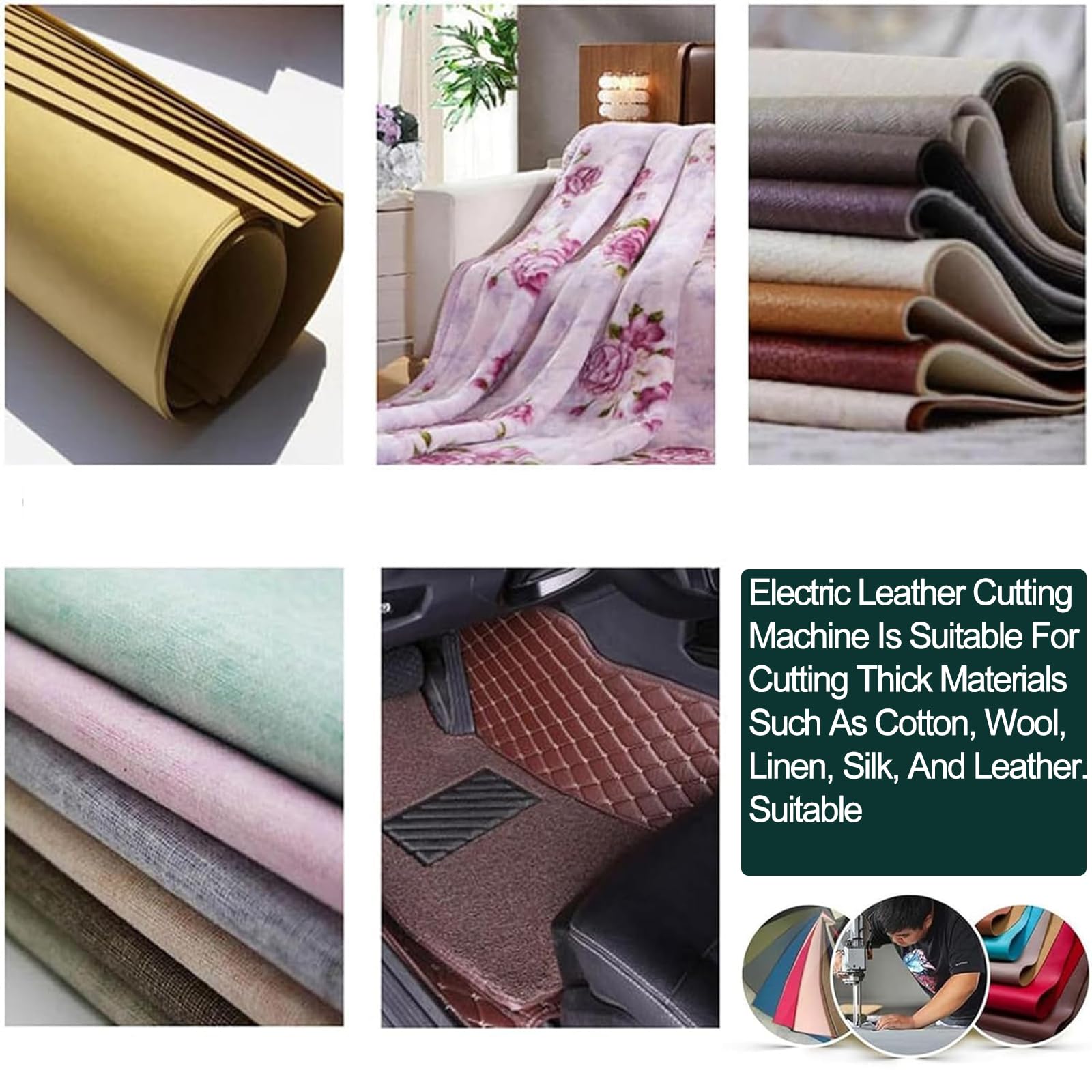 MObyat Cortadora Rotativa Eléctrica Inalámbrica De Tela De 1400 RPM, con Afilado Automático, Grosor Máximo De Corte De 45 Mm, para Tapicería De Cuero Y Alfombras
