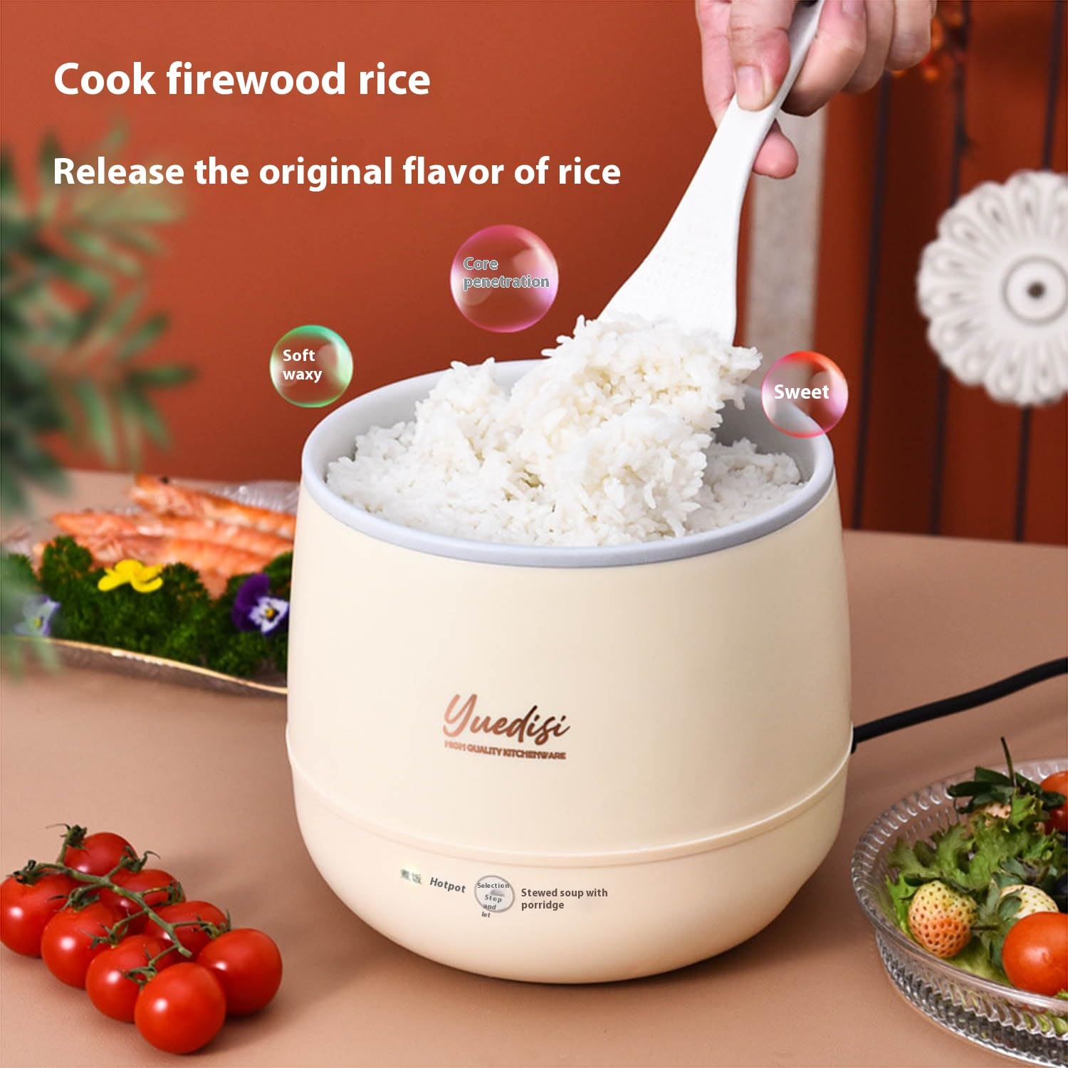 Generic Mini Cuiseur à Riz 1.8L, Cuiseur à Riz pour 2 à 3 Personnes, Antiadhésif, Rose