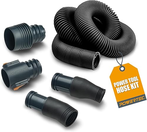 POWERTEC Kit de manguera para herramientas eléctricas con manguera de vacío de 10 pies, 2 adaptadores de cambio rápido y acoplador roscado, kit de