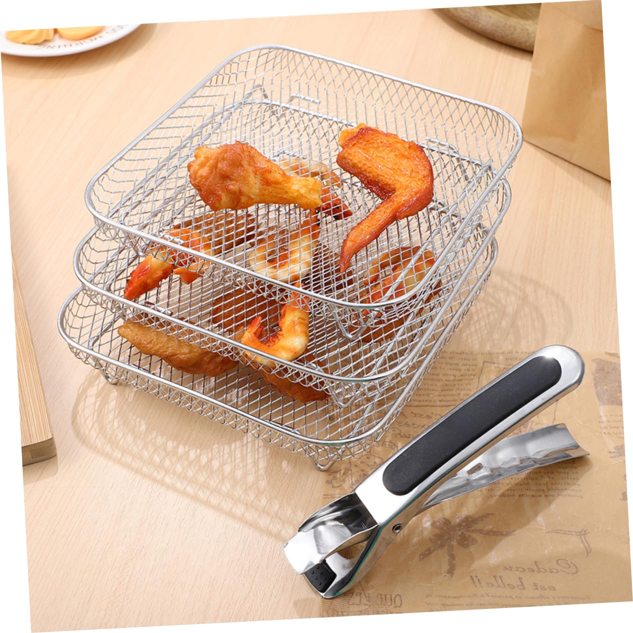 Healeved 3 Pezzi Accessori Per Friggitrice Ad Aria in Acciaio Resistenti Per Barbecue, Forno e Essiccazione Della Carne