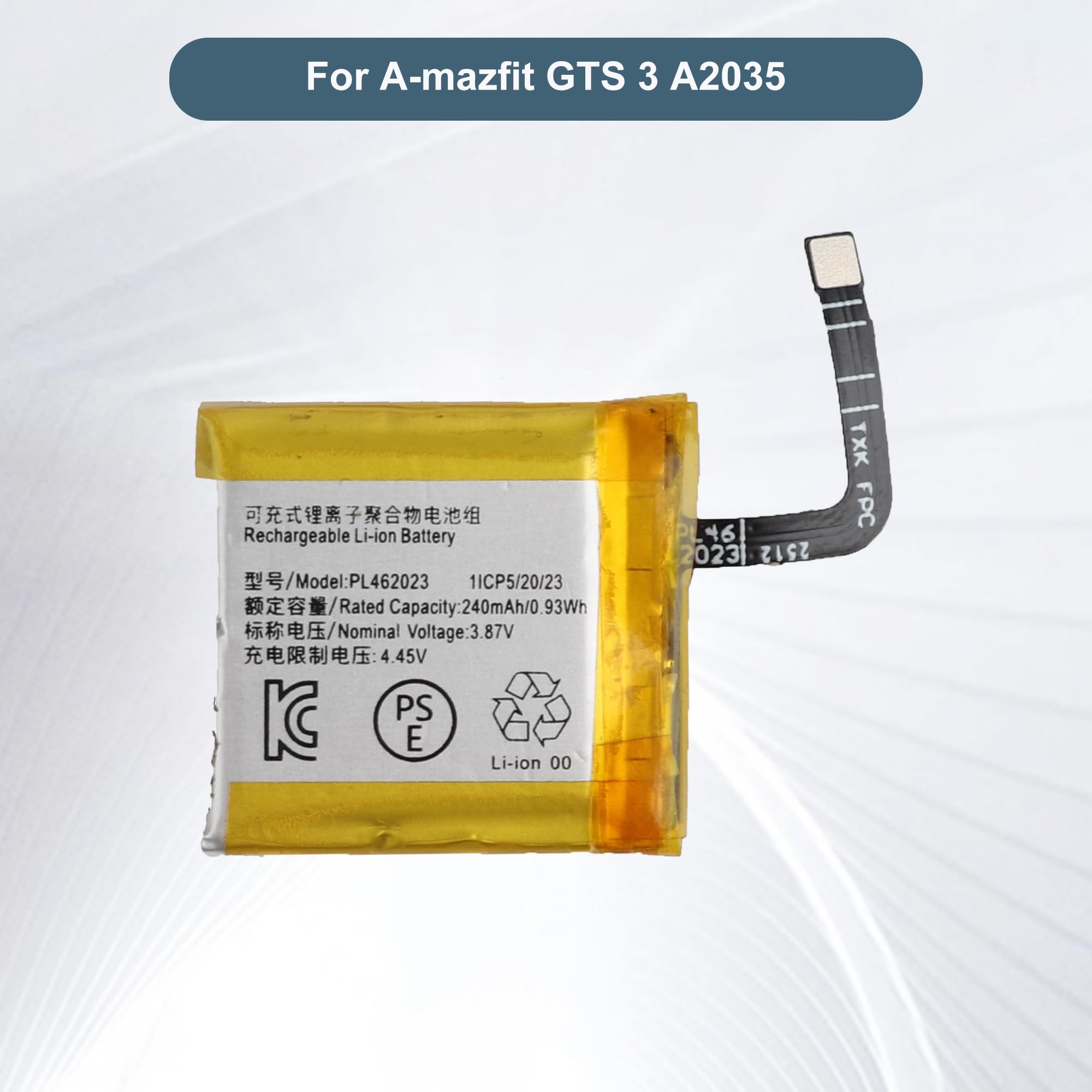 pl462023 akumulator zastępczy 240 mAh/3,87 V kompatybilny z Amazfit GTS 3 A2035 Smartwatch z narzędziami