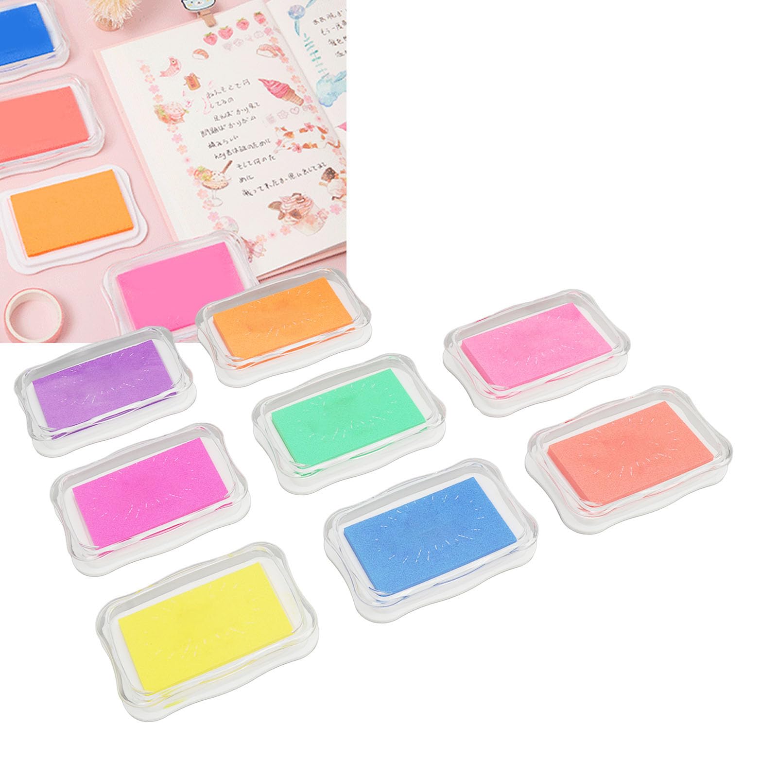 8 Kolorowych Poduszek Odciskowych, Profesjonalne Zmywalne DIY Podkładki Odcisków Palców Pieczątki do Papierowego Scrapbookingu Tkanina Drewniana, Materiały Kreatywne dla