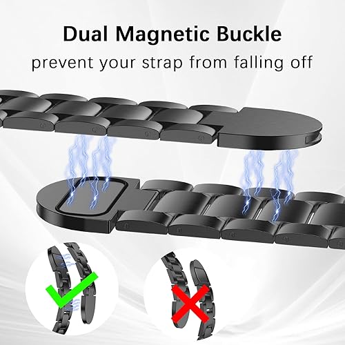 Miniatura 3 de MOFREE Compatible con Apple Watch Band de 1.929 in 1.772 in 1.732 in 1.654 in para hombres y mujeres, correa de metal de acero inoxidable con cierre