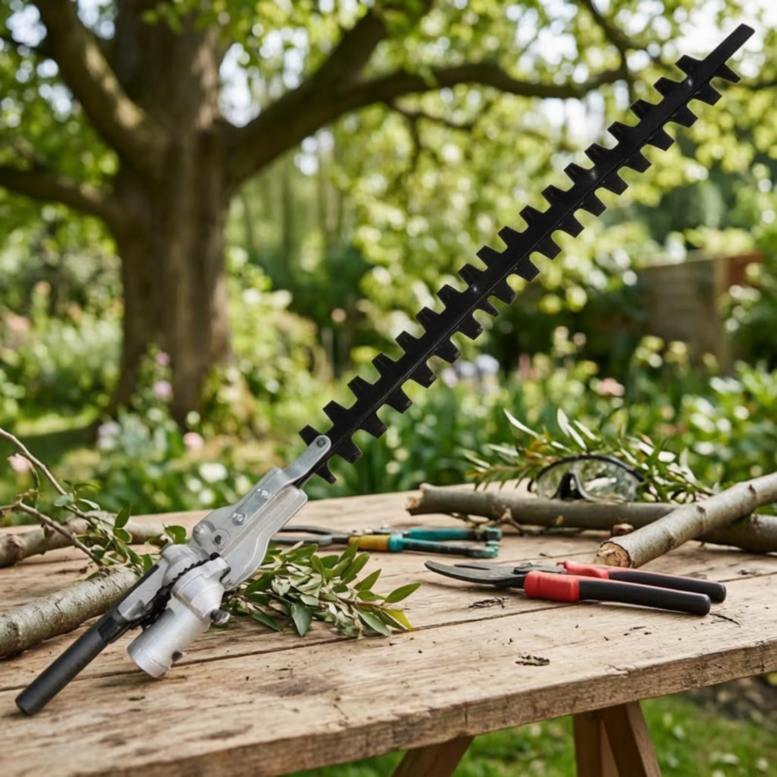 Sécateur Télescopique de Taille d'arbre Tête d'Élagage Haute Portée Outil de Taille Accessoire de Perche Jardinage Quarante Centimètres Boîtier, 28X9 Dents