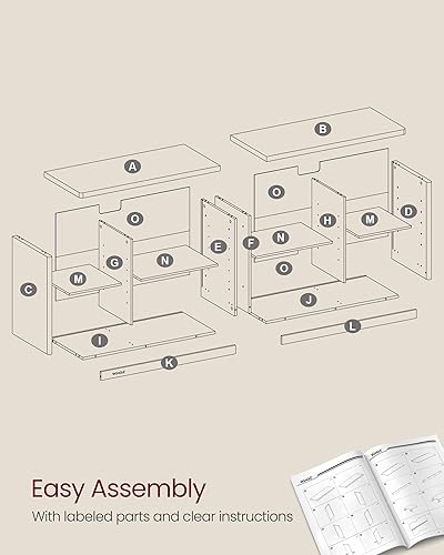 Miniatura 7 de VASAGLE Soporte de TV para televisores de hasta 75 pulgadas, centro de entretenimiento con estantes de almacenamiento, mesa consola de TV, fácil de