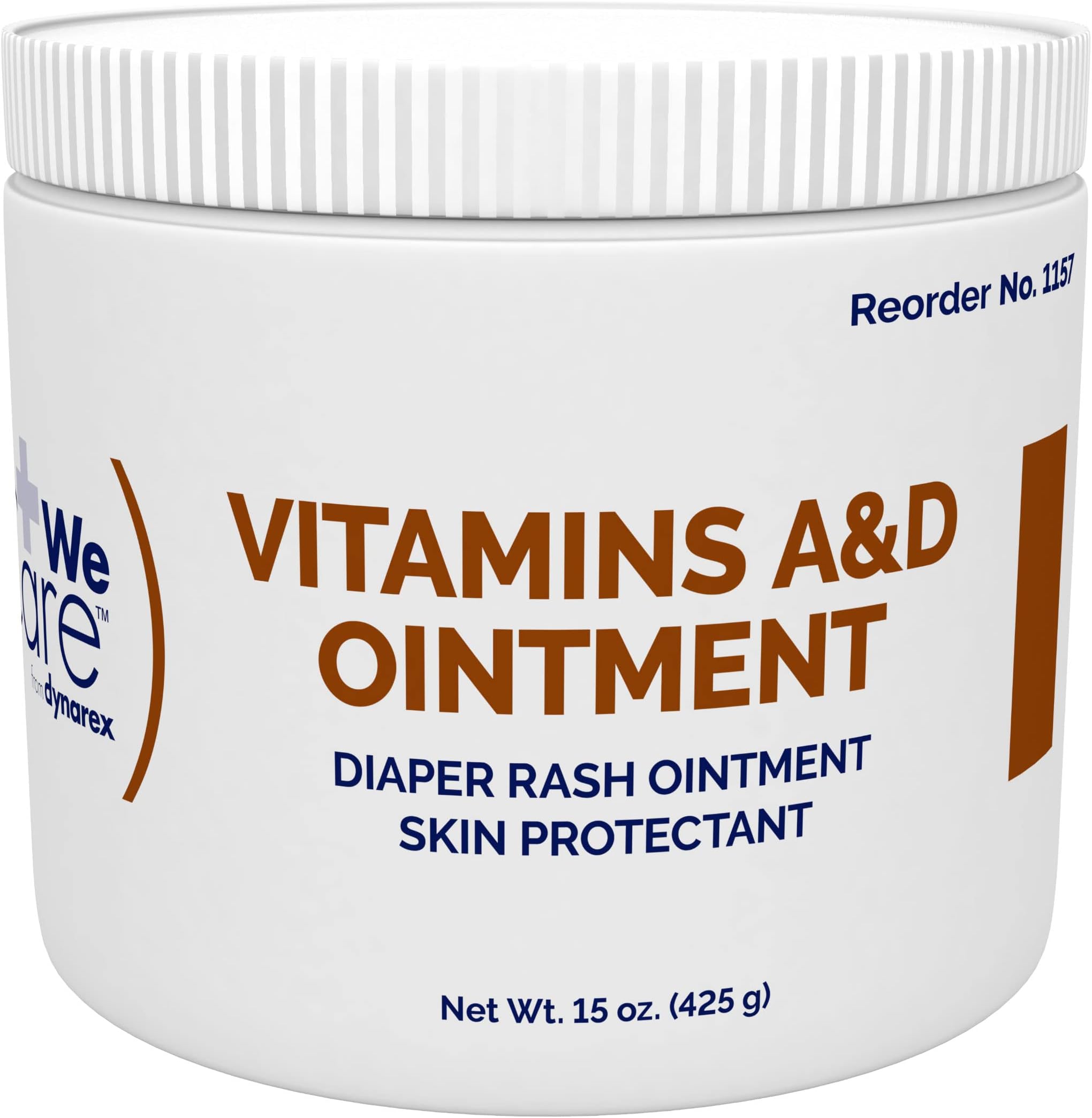 Vitamins A & D Ointment, Ointment with Vitamin A and Vitamin D Skin Protectant, for Diaper Rash and Discomfort, White, 15 oz Jar