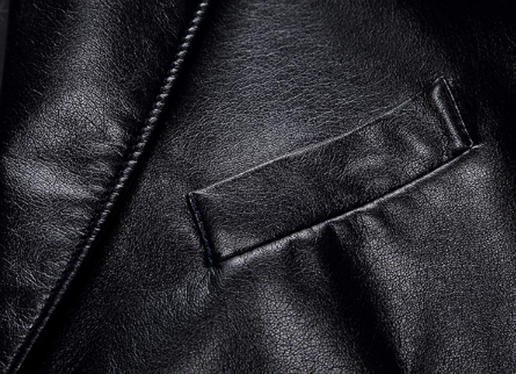 Giacca in Pelle da Uomo Primavera e Autunno Inverno Blazer Bavero PU Tuta in Ecopelle Cappotti Giacca da Moto Bottone Giacca Stile Motociclista Casual Intelligente