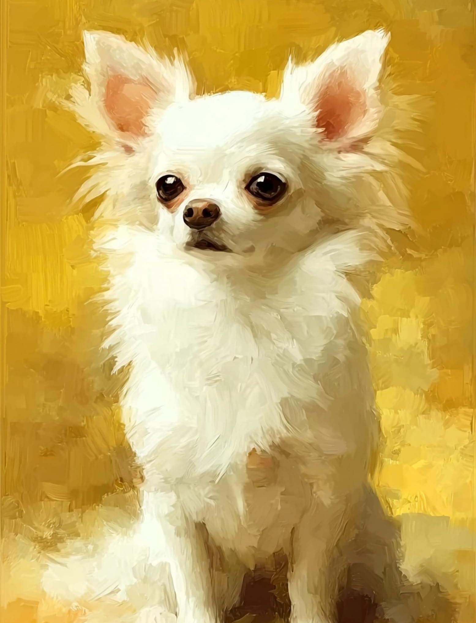 WANGWANGMIAO Paint by Numbers for Adults White Chihuahua, Painting by Numbers for Adult Canvas Crafts Kits, DIY kit for Relax and De-Stress Home Gift 16x20inch，with Frame