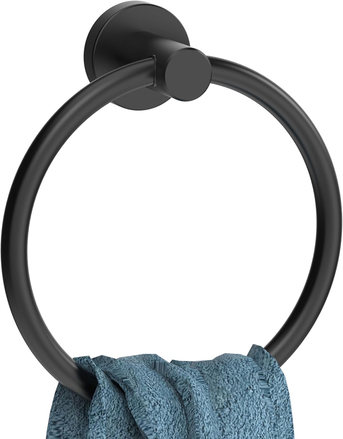 Towel Ring for Bathroom, Wall Mounted Hand Towel Holder, Stainless Steel SUS304 Towel Hanger for Kitchen & Bathroom Heavy Duty Modern Contemporary Black (Black) Thumbnail
