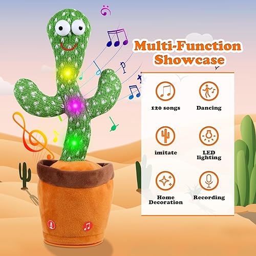 Miniatura 4 de Juguetes para bebés, cactus bailarín que habla con luces y música, 120 canciones, juguetes de peluche para niños, regalos de cumpleaños de Navidad