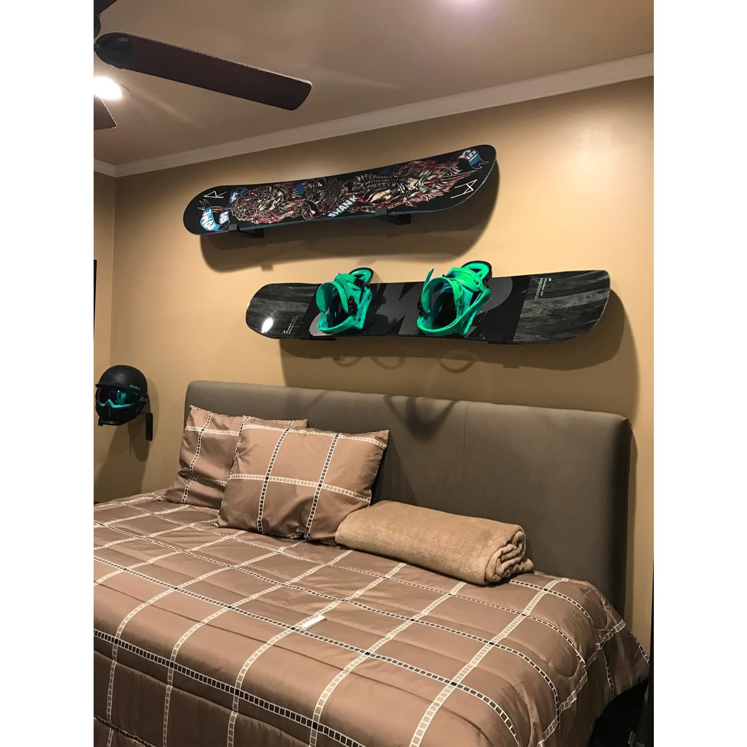 Poskad Snowboard Wandregal, Ski-Wandhalterung, Display für Zuhause und Garage, Snowboard-Aufbewahrung, massive Aluminium-Regalhalterungen (2er-Set)