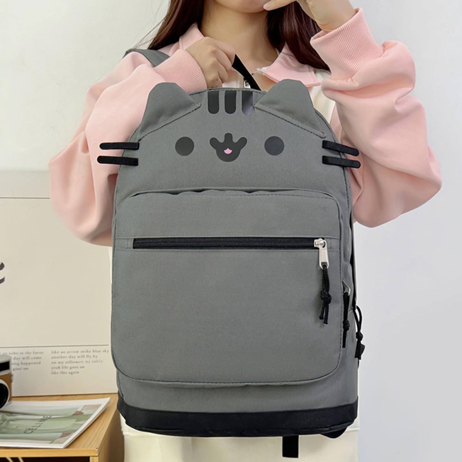 Süßer Katzenohren Rucksack (Gray)