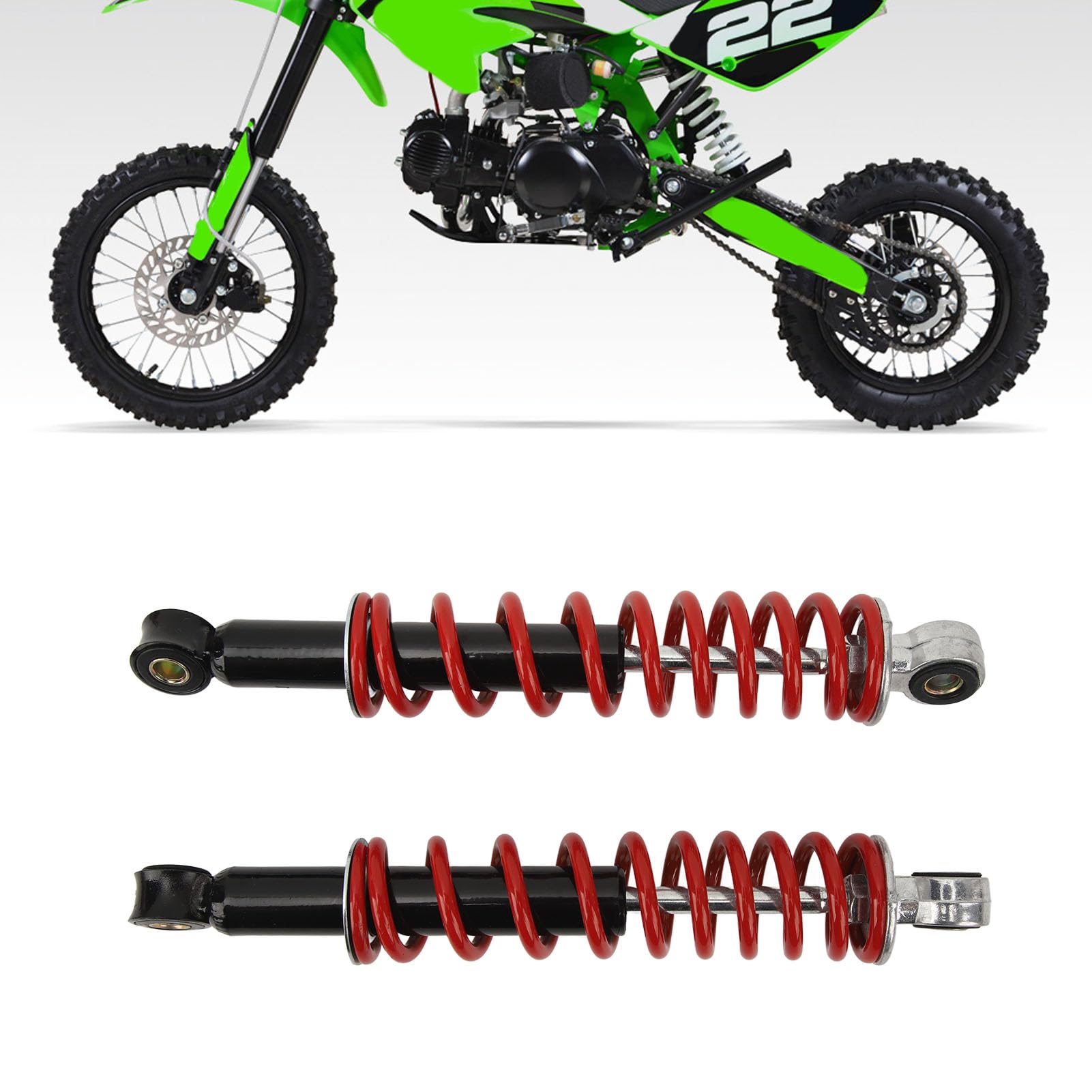 Amortiguador de Motocicleta de 2 Uds, 270mm 10mm Agujero Suspensión de Amortiguación, Amortiguador de Resorte para Dirt Pit Bike ATV Go Kart de 50cc a 125cc