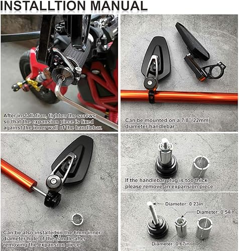 Miniatura 2 de Espejo retrovisor universal para motocicleta de 78 pulgadas, compatible con YZF R1 R6 FZ07  GROM CB500FNINJA 650R Z125 Z7500 Z900 ER6N ER6F