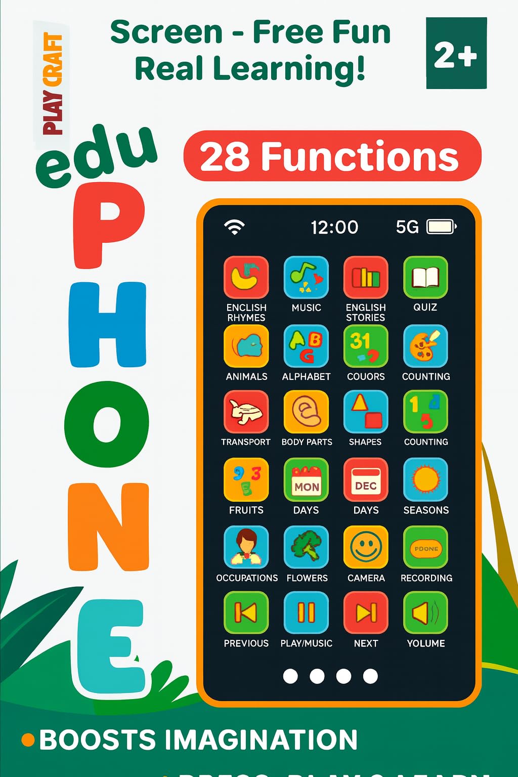 VarniADR Educational Phone Toy for 2-12 Years Kids Rechargeable 24 Modes Talking Baby Smart Phone Mobile Toy for Boys Girls Christmas Gift Birthday Surprise-image-19