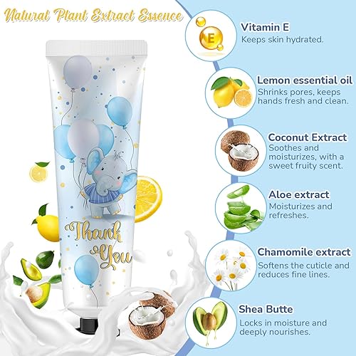 Miniatura 3 de 24 juegos de crema de manos para baby shower, elefante azul, regalos de despedida de soltera, agradecimiento, crema de manos para invitados, loción