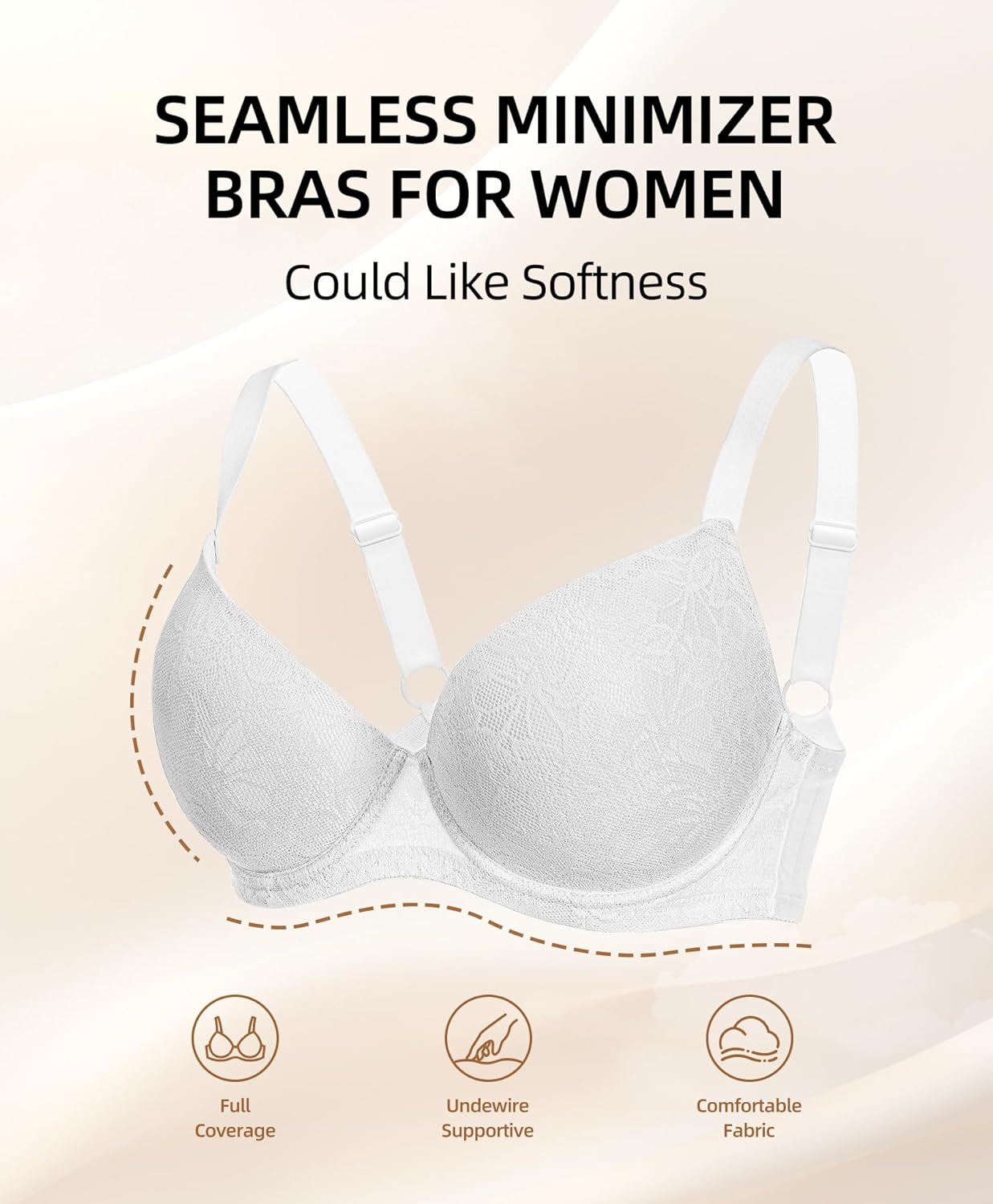 Women's Plus Size Push Up Bra Full Coverage Lightly Padded Underwire Support Bra 38D-44DDD - Image 5