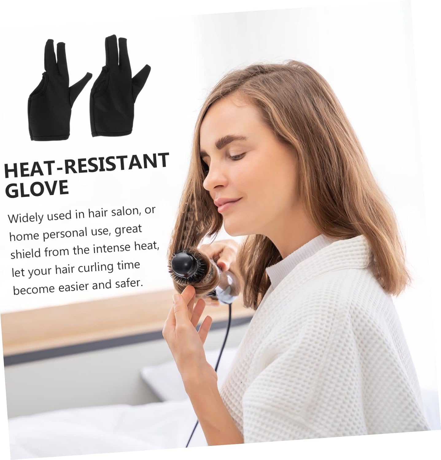 2pcs Heat Resistant Hair Styling Gloves Flexible Curling Wand Mitts for Safe Hair Curling and Perming Comfortable Finger Design for Barbers and Home Use