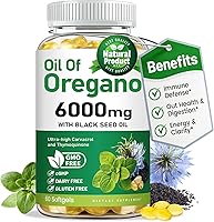 Vista 11 de Aceite de orégano, 150 cápsulas blandas, 6000 mg de aceite de orégano con aceite de semilla negra para apoyo inmunológico y digestivo, aceite