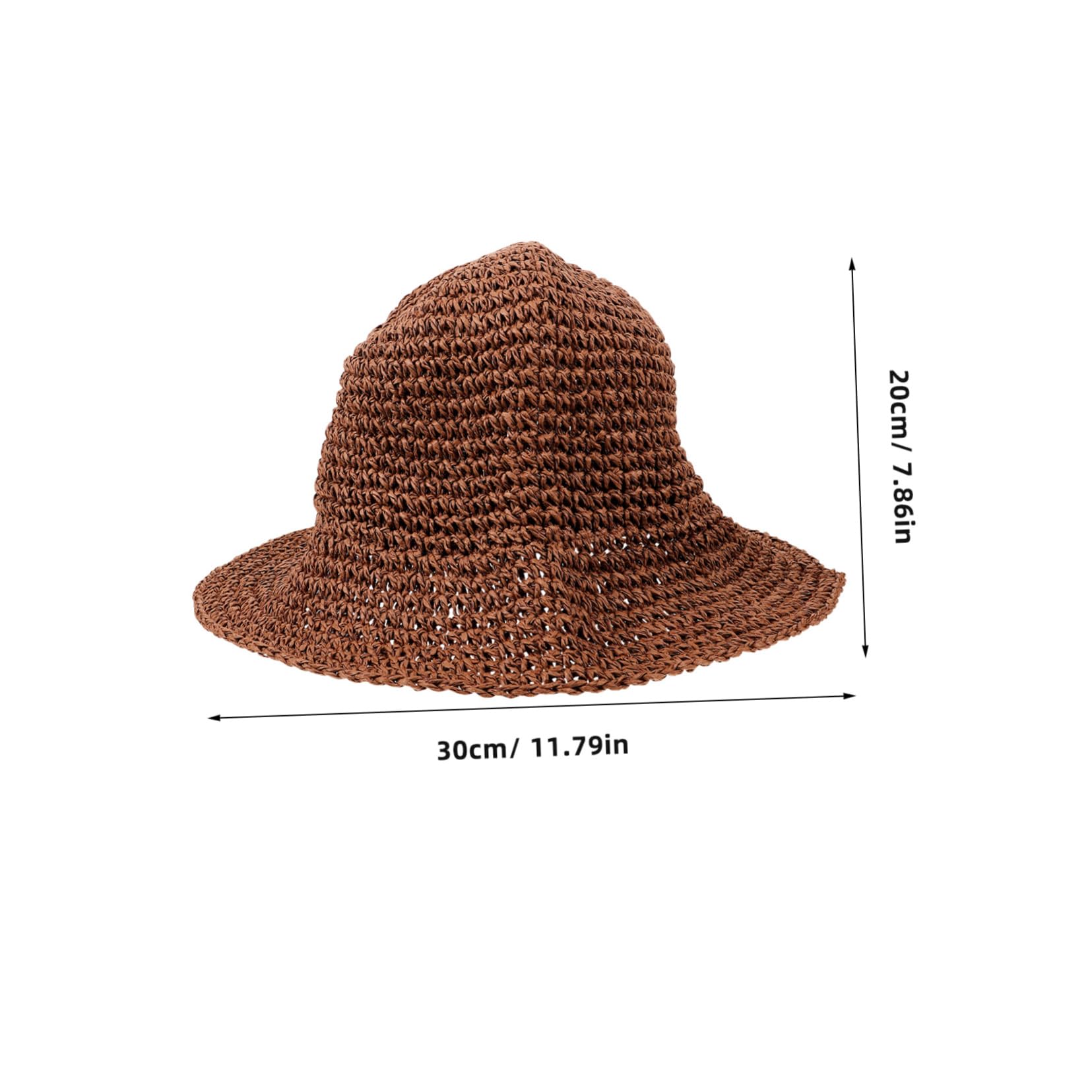 5 Pz Cappello di Paglia Intrecciato Cappello a Secchiello per Feste in Spiaggia da con Protezione Solare Estivo di Tessitura Papiro Brown