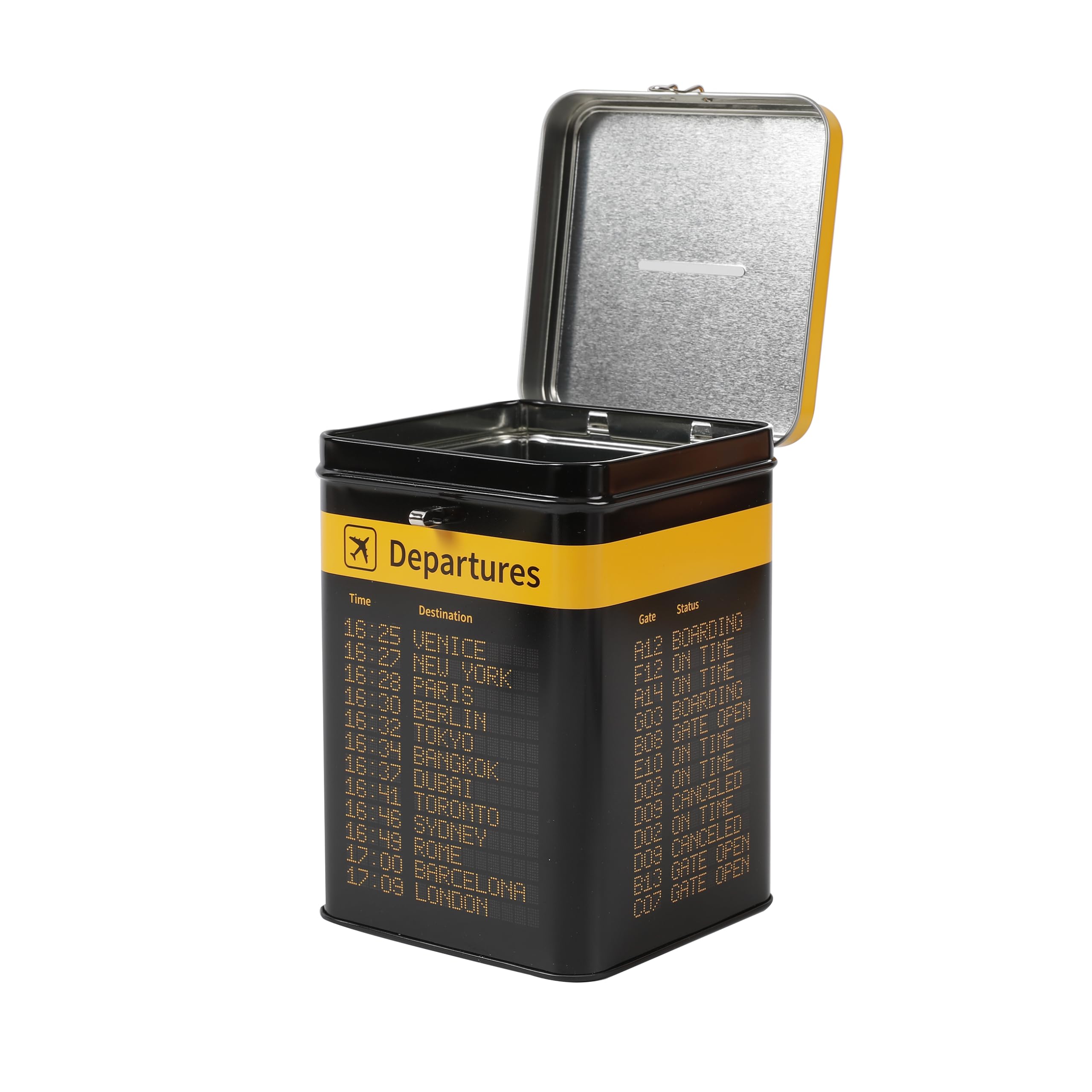I-TOTAL® - Fun MONEY BANK with padlock and keys/Metal Money Bank with closure (DEPARTURES) - Image 3