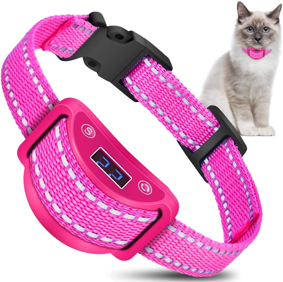 PaiPaitek Cat Meow Collar, Cat Stop Meowing at Night, Vibrating Cat Collar No Shock is Safer, 5 Levels of Progressive Training
