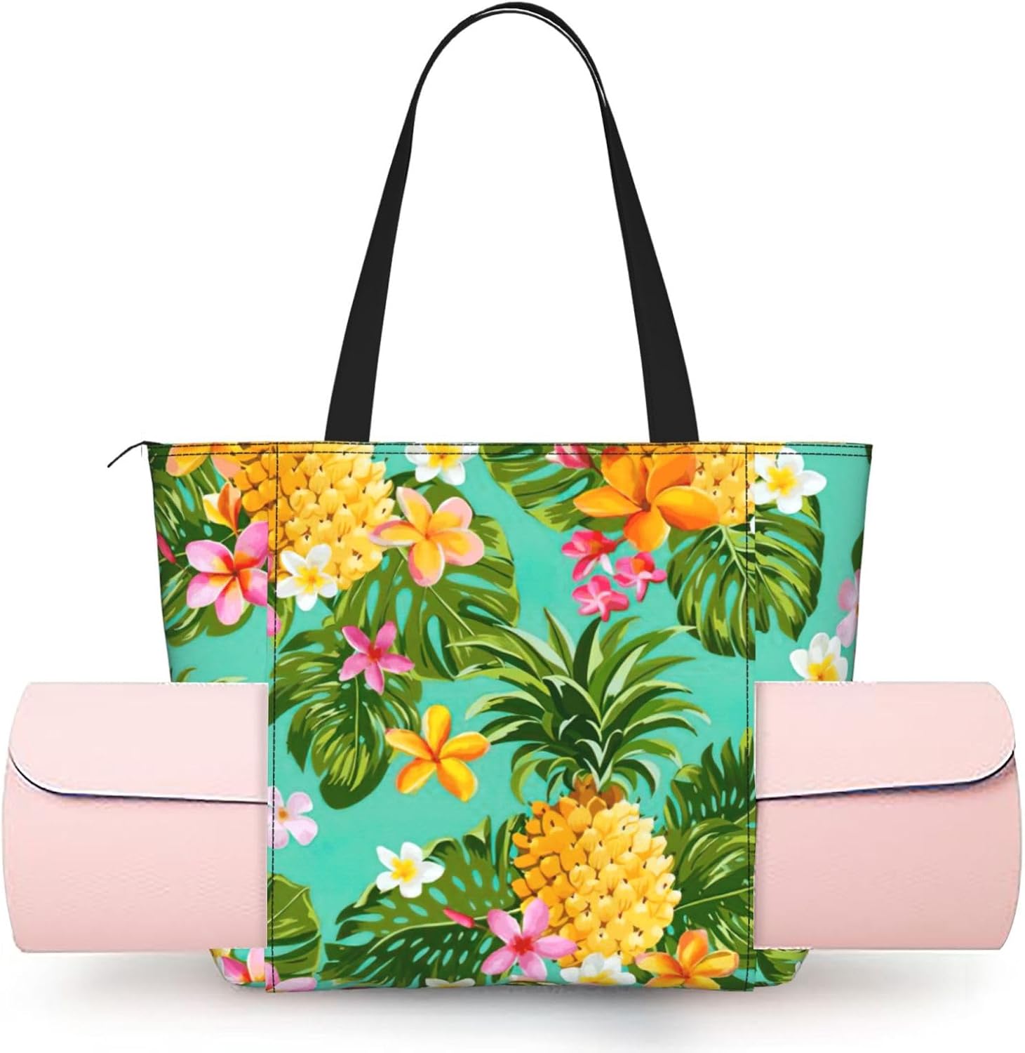 Tropical Fruit Pineapple Print Women Yoga Bag One Shoulder Lightweight Large Capacity Daily Workout Outdoor