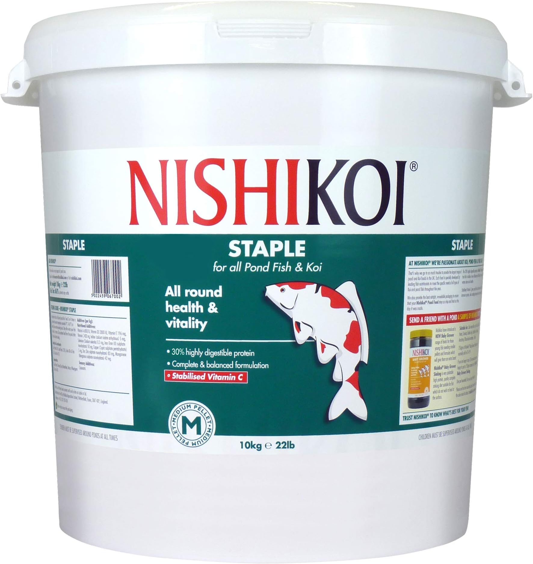 Nishikoi Staple Complete Food for Koi and Pond Fish - Medium Pellets - 10kg