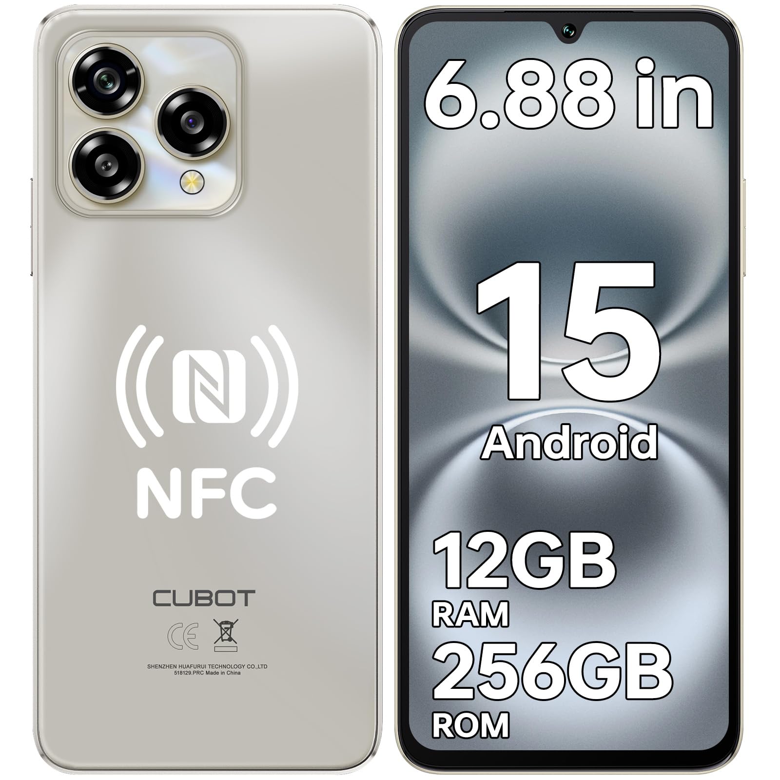 CUBOT A40 Smartphone Android 15 – 6.88” 120Hz, 12GB RAM+256GB, 48MP+16MP, 5100mAh, 4G Dual SIM/NFC/GPS