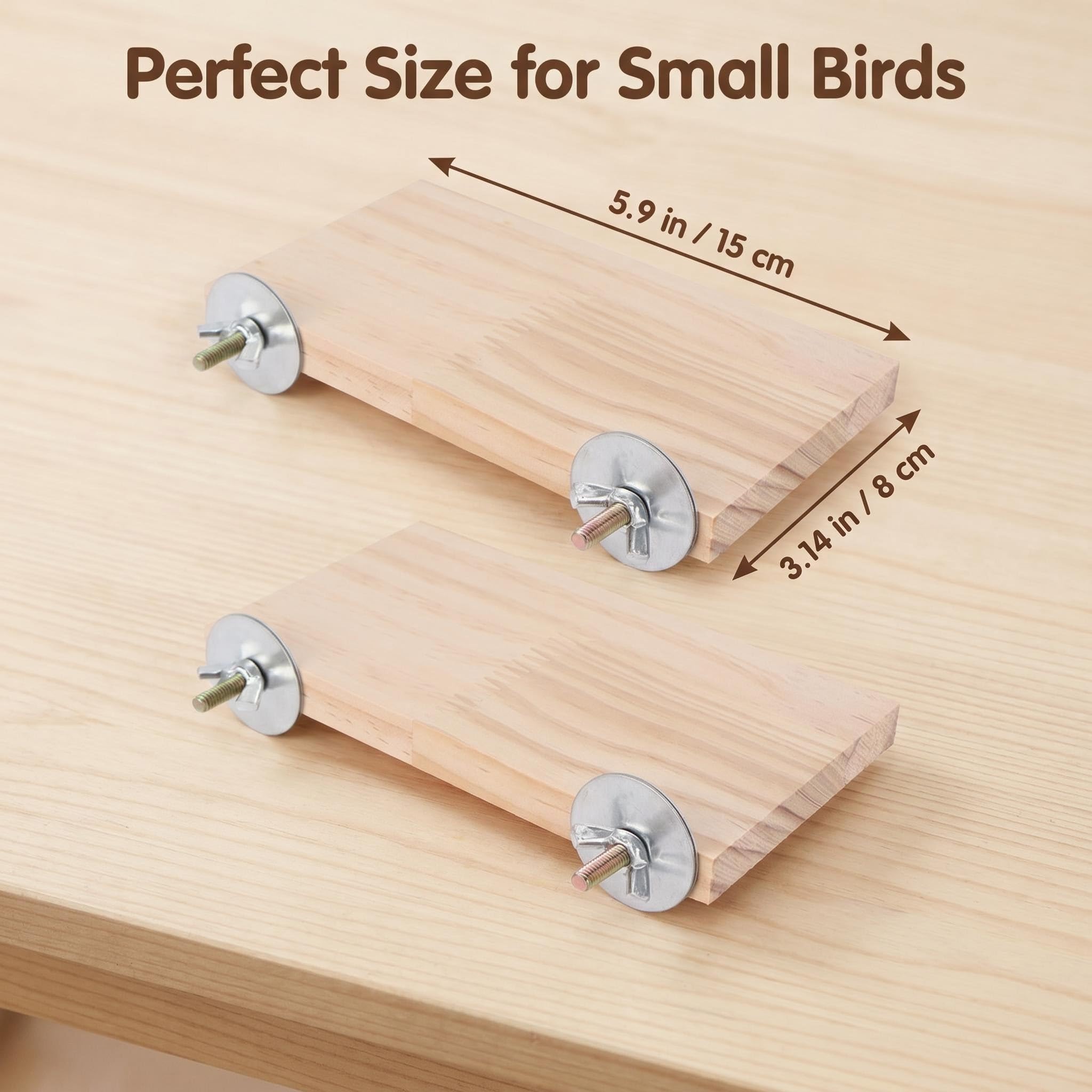 2 soportes de madera maciza para loros, juguete para pájaros y plataforma de escalada para jaula y lugar de descanso para animales pequeños