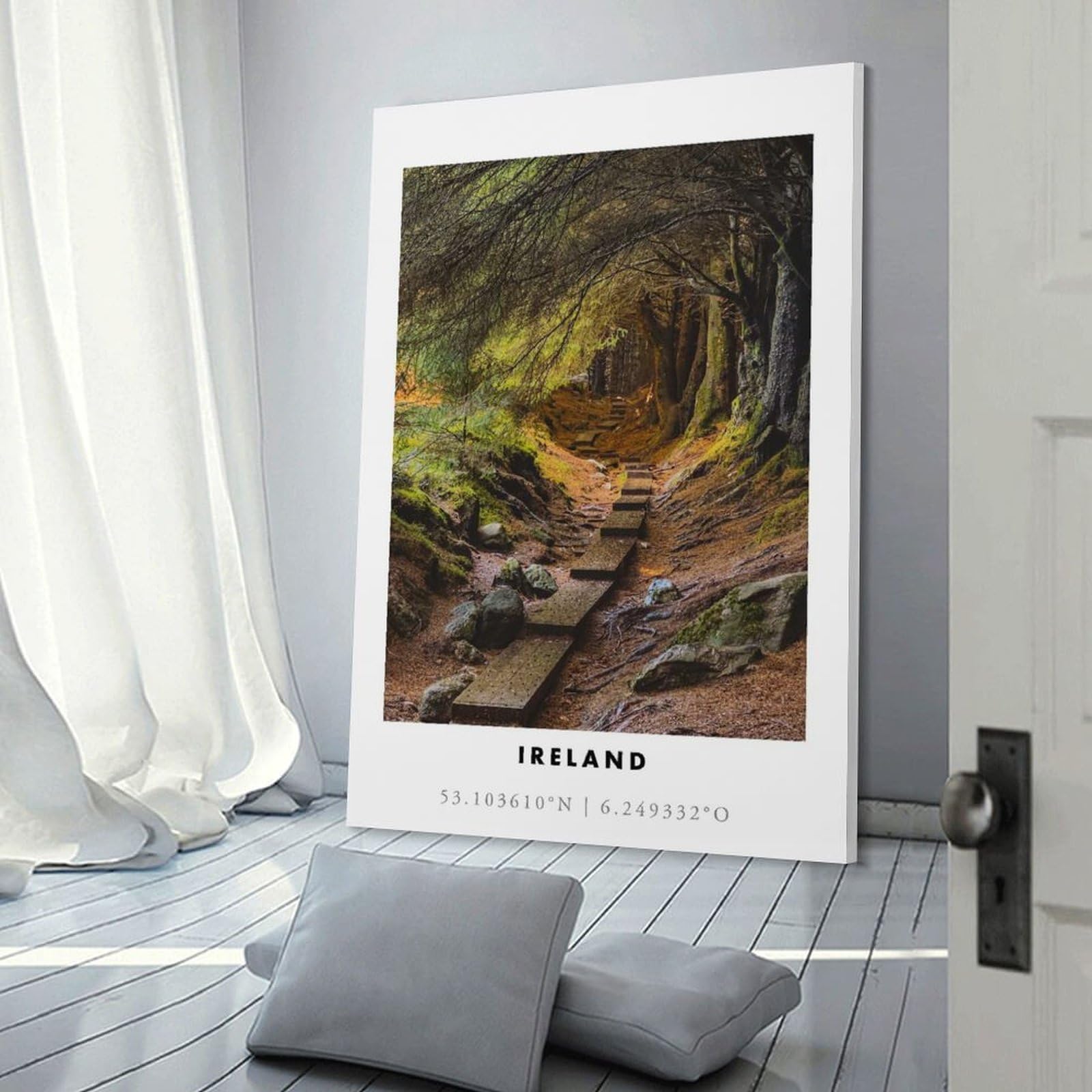 Junmoney Irish Woodland Path Wall Art Print, 24x36inch(60x90cm), for Lounge Decor, Bedroom Walls Or Flats, Decorative Artwork for Empty Walls