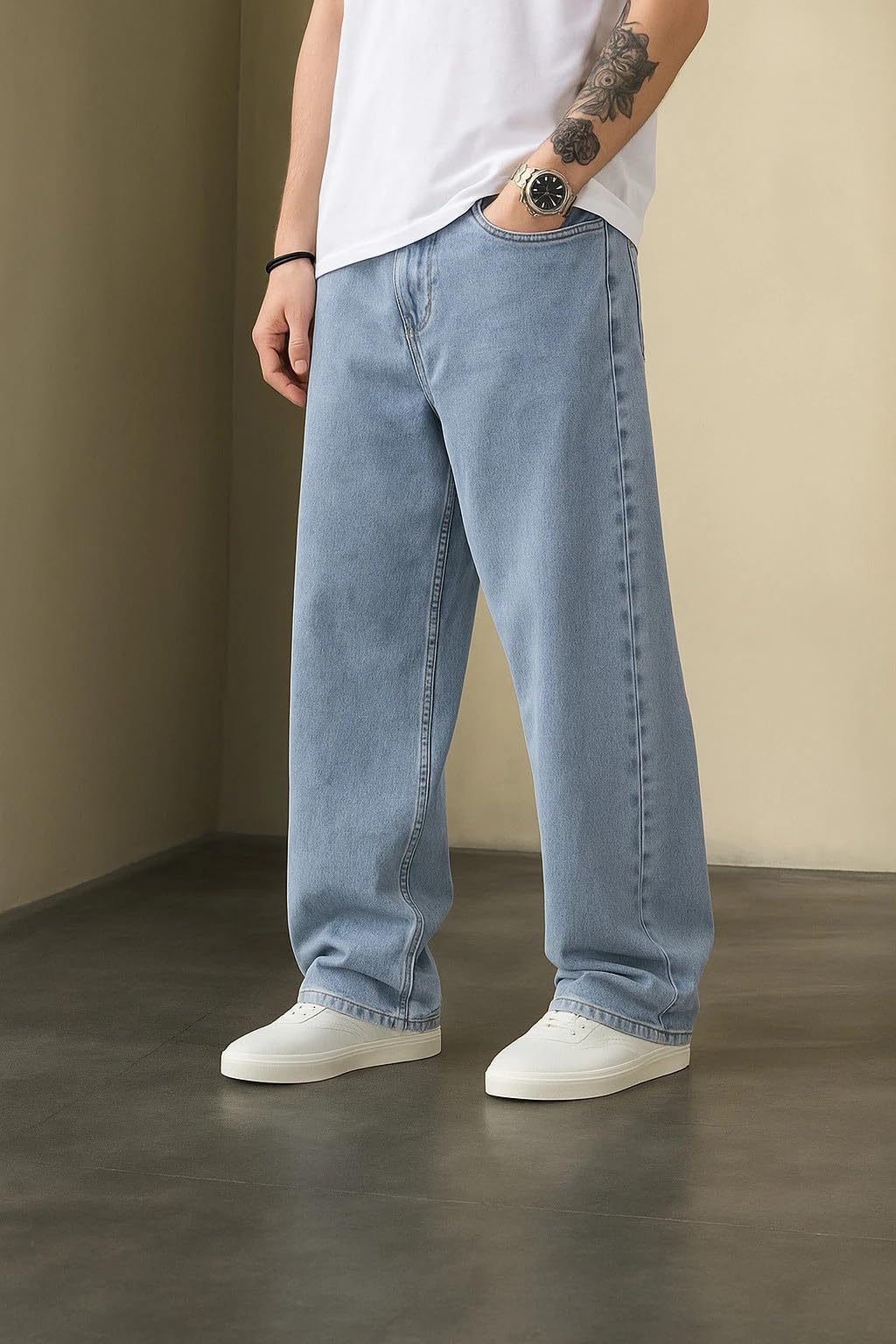 levorce Boot Leg Mid Rise Light Blue Men Denim Jeans (BTL-SNS05-LVR)-picture-38