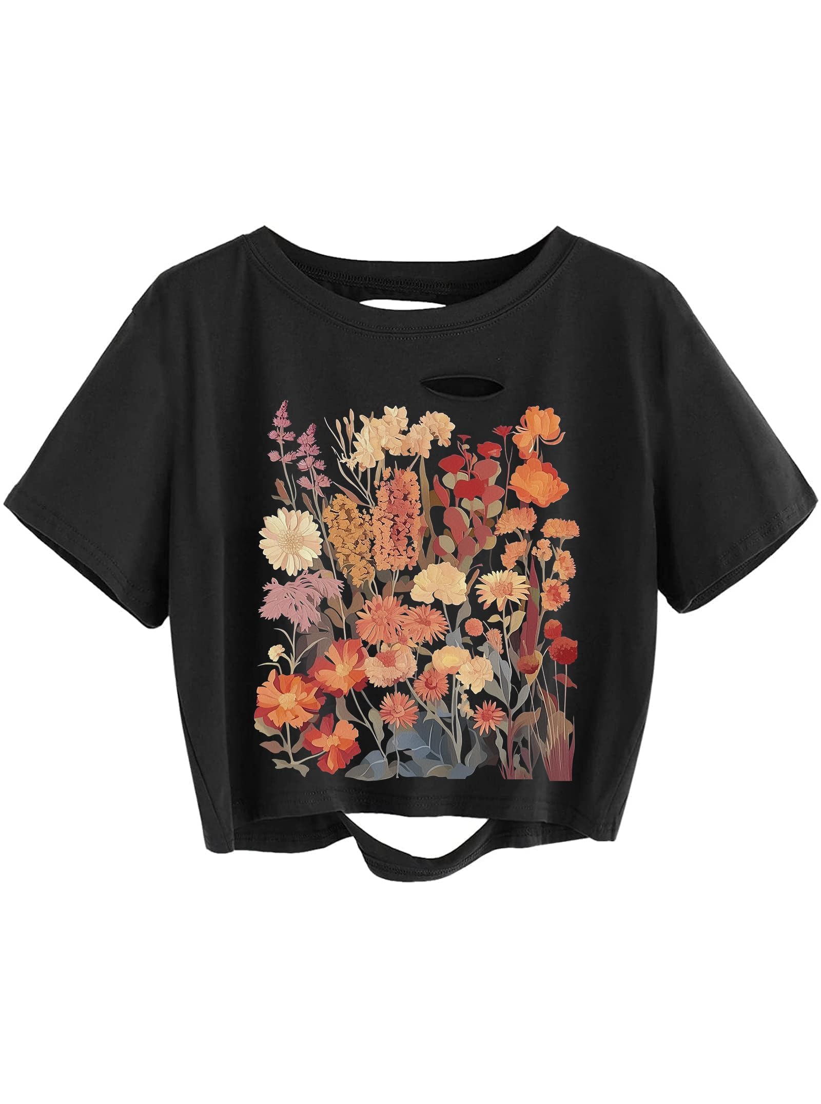 Remidoo Women's Casual Short Sleeve Graphic Print Tie Dye Crop Top T Shirt