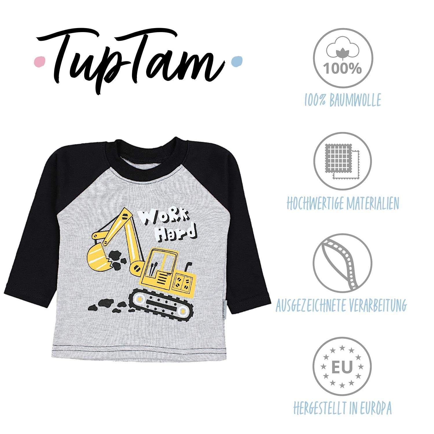 TupTam t Shirt bébé garçon Manches Longues Lot de 5