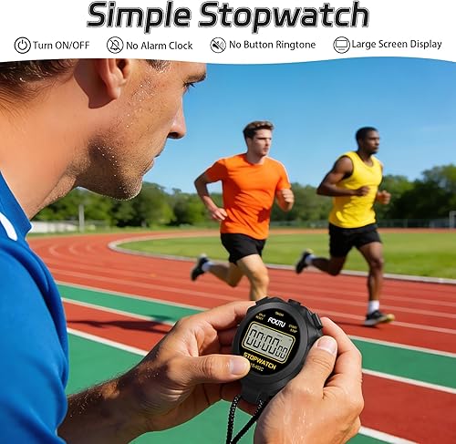 Miniatura 2 de FCXJTU Digital Simple Stopwatch Timer, No Bells, No Alarm, Simple Basic Operation, Silent, Clear Display, ON/Off, Large Display for Swimming Running