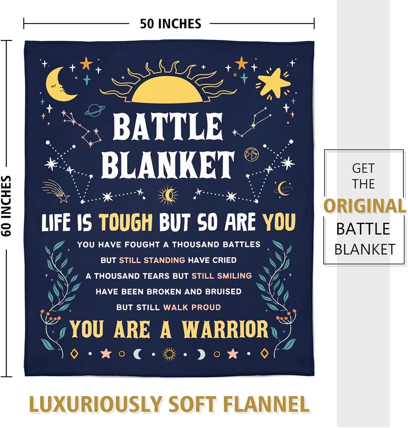 SteadStyle Cancer Care Gifts for Women, Get Well Soon Gifts Blanket for Her Him, Cancer Fighter Inspirational Quote Chemo Patient Gift - Meaningful Caring Message Battle Blanket - Image 8
