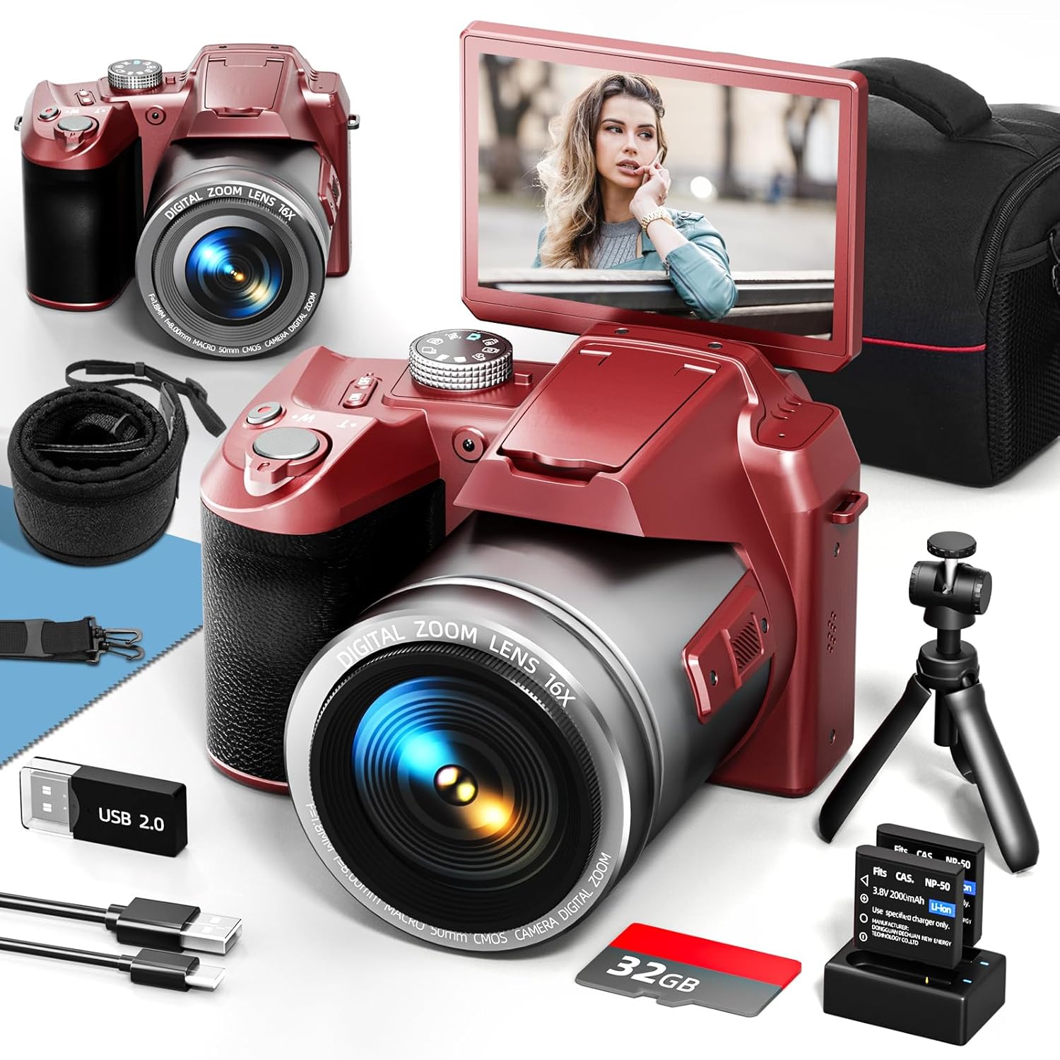 4K Compact Digital Photography Camera, 18x Digital Zoom, Vintage