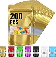 Vista 13 de 200 bolsas de Mylar de 4 x 6 pulgadas para almacenamiento de alimentos, bolsa resellable de pie con ventana mate, bolsas a prueba de olores, bolsa