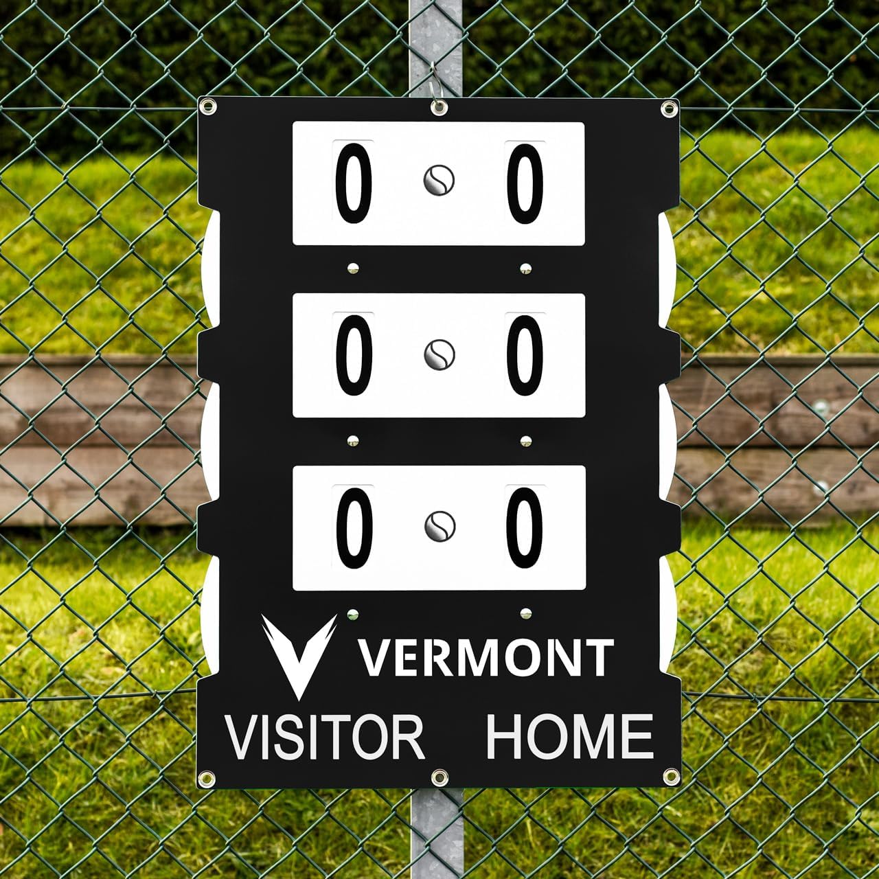 Vermont Fence Mounted Tennis Scoreboard - 3 Green, Blue & Black | Ultra-Durable