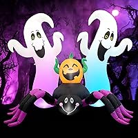 Vista 8 de 12 pies de decoración inflable de Halloween para exteriores, esqueleto zombi azul espeluznante con luces LED, decoración inflable para fiestas