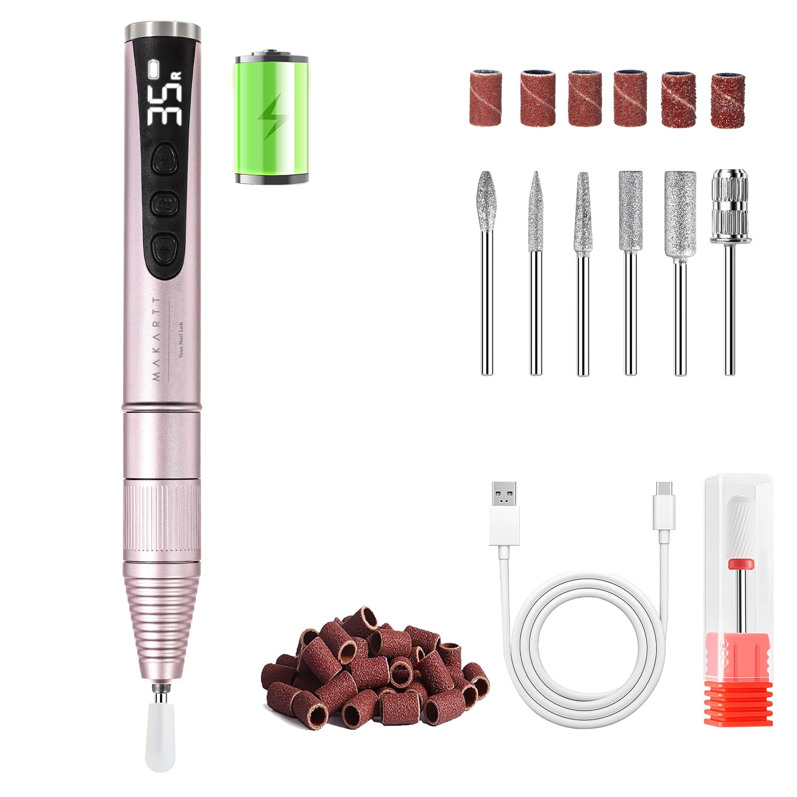 Makartt Electric Nail Drill – Rechargeable 35000 RPM Professional Efile