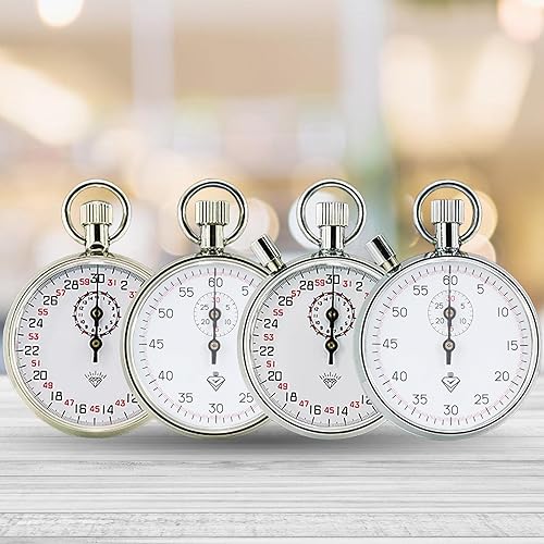 Miniatura 2 de Cronómetro mecánico de mano para carreras de pista con diales de 3060 segundos y función de pausa, cronógrafo de resorte de acero inoxidable