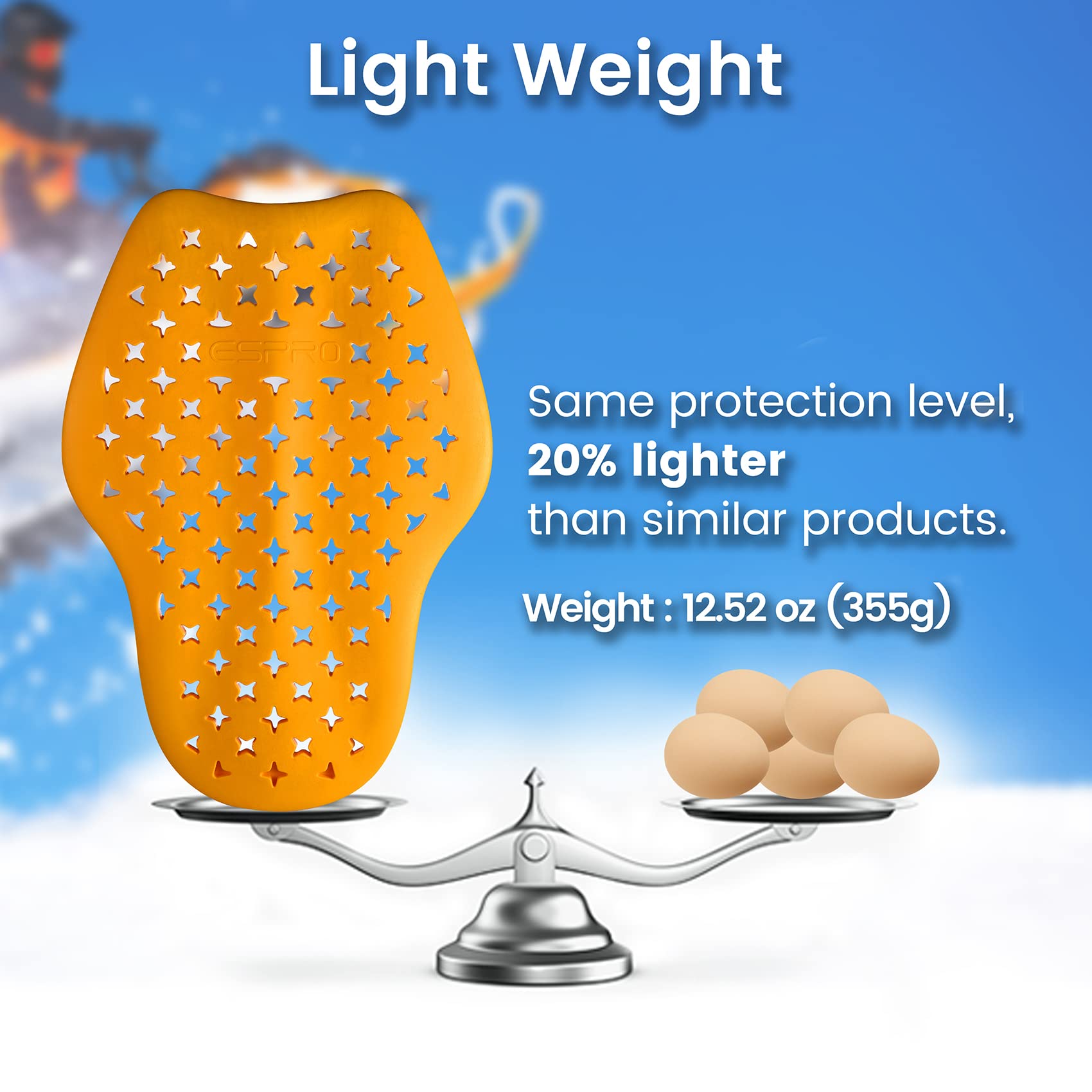 Protection dorsale de moto - Résistance aux basses températures -30 ℃ - Coussinets d'insertion CE Armor (jaune - BACK JAUNE)