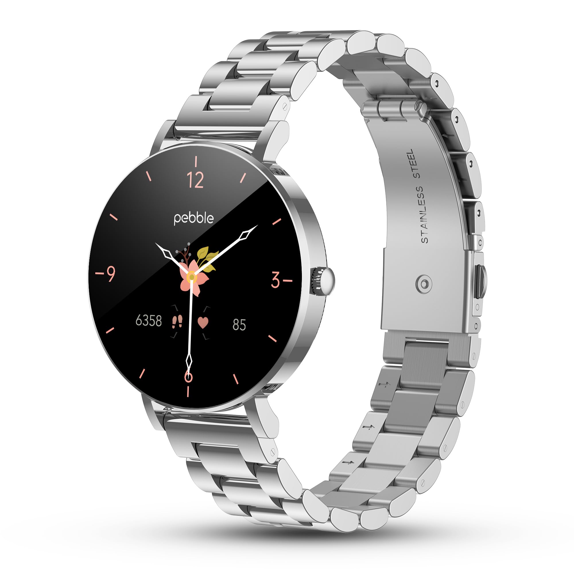 Pebble EVE Women's Smartwatch, AMOLED Display, Bluetooth Calling (Silver)-image-43